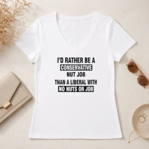 Hot I'D Rather Be A Conservative Nut Job Than A Liberal With No Nuts Or Job V-Neck Shirt