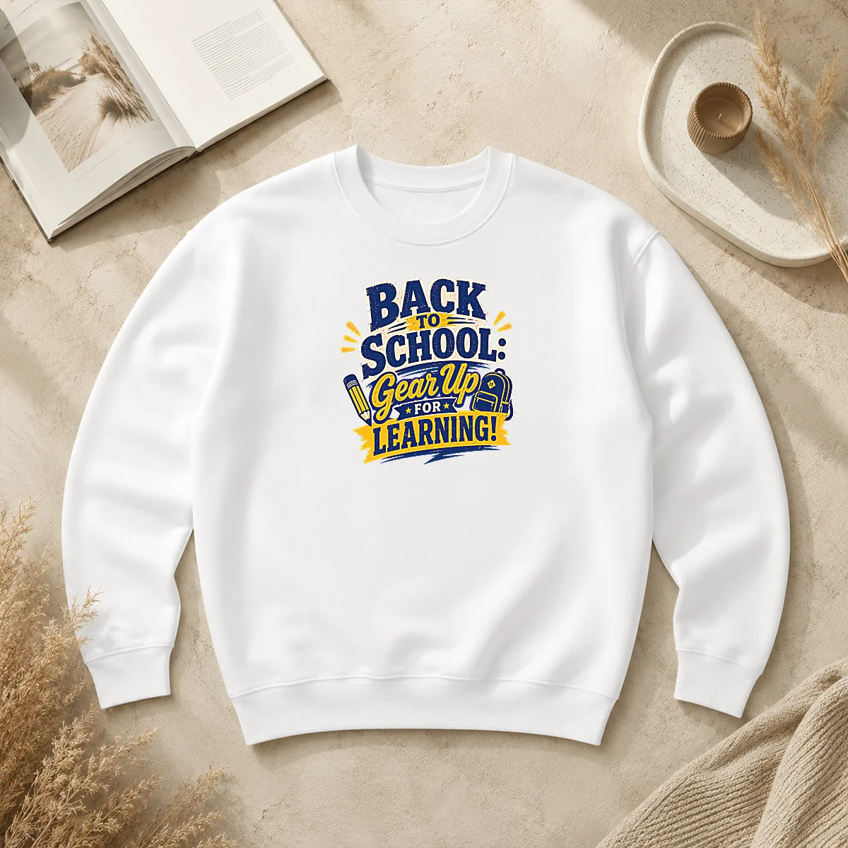 Hot Original Back To School Gear Up For Learning Retro Distressed Sweater Hot Original Back To School Gear Up For Learning Retro Distressed Sweater