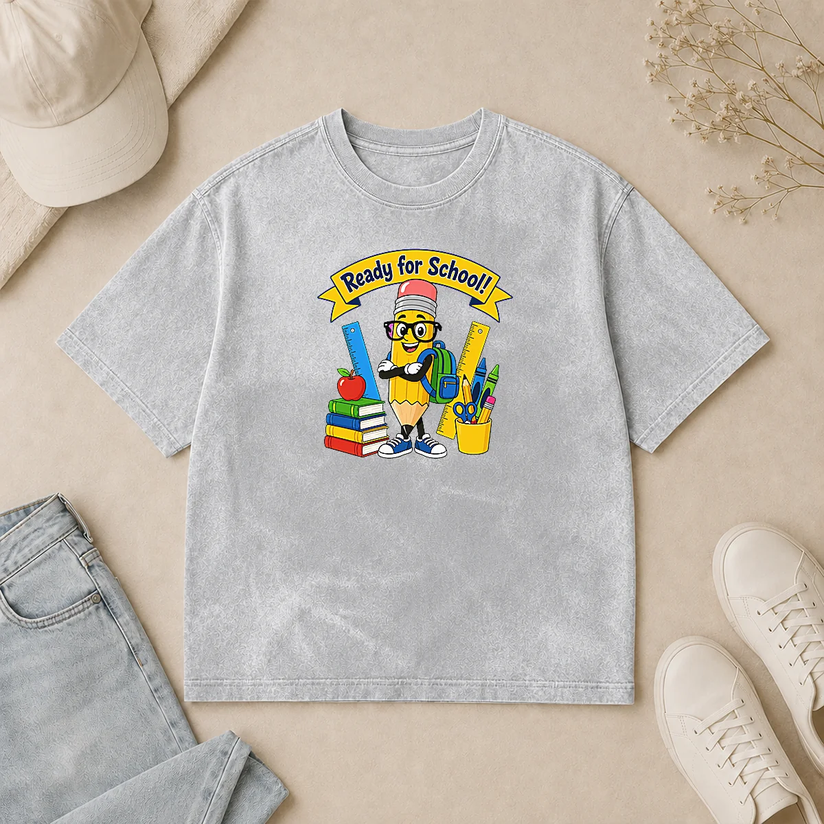 Hot Premium Back To School Ready For School Vector Washed T Shirt Hot Premium Back To School Ready For School Vector printed on a soft washed t shirt in neutral color