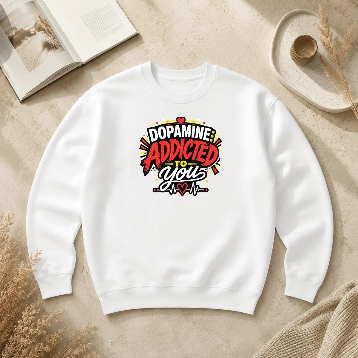 Hot Premium Dopamine Addicted To You Bold Typography Sweater Hot Premium Dopamine Addicted To You Bold Typography Sweater
