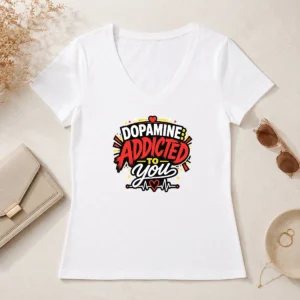 Hot Premium Dopamine Addicted To You Bold Typography V-Neck Shirt