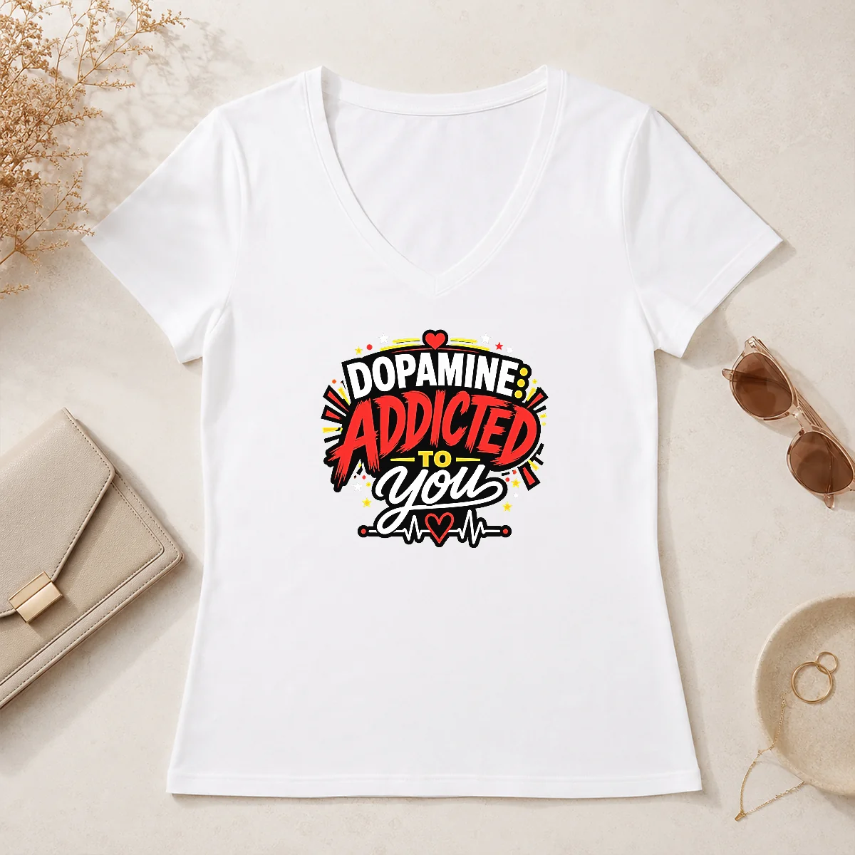 Hot Premium Dopamine Addicted To You V-Neck Shirt Hot Premium Dopamine Addicted To You V-Neck Shirt