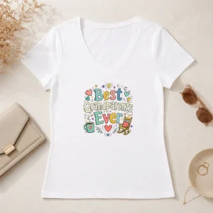 Hot Pretty Best Grandparents Ever Doodle For Family Love V-Neck Shirt