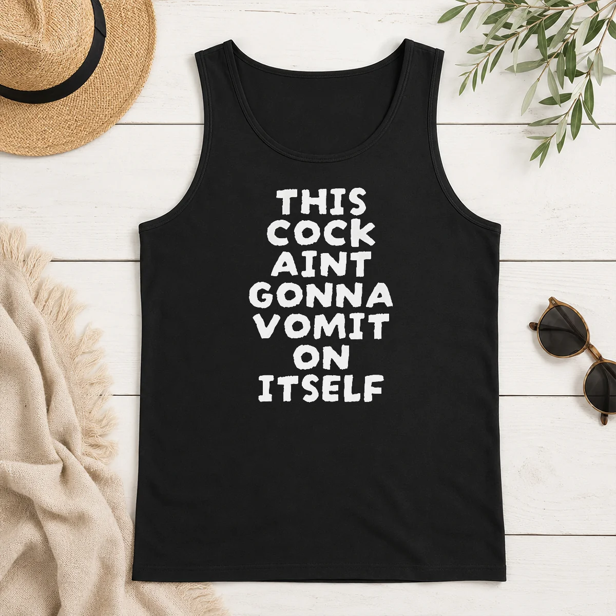 Hot This Cock Aint Gonna Vomit On It Self Text Tank Top Hot This Cock Aint Gonna Vomit On It Self Text Tank Top