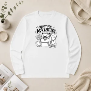Hot Top Back To School Adventure Line Art Long Sleeve Shirt