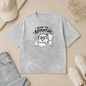 Hot Top Back To School Adventure Line Art printed on a soft washed t shirt in a comfortable fit
