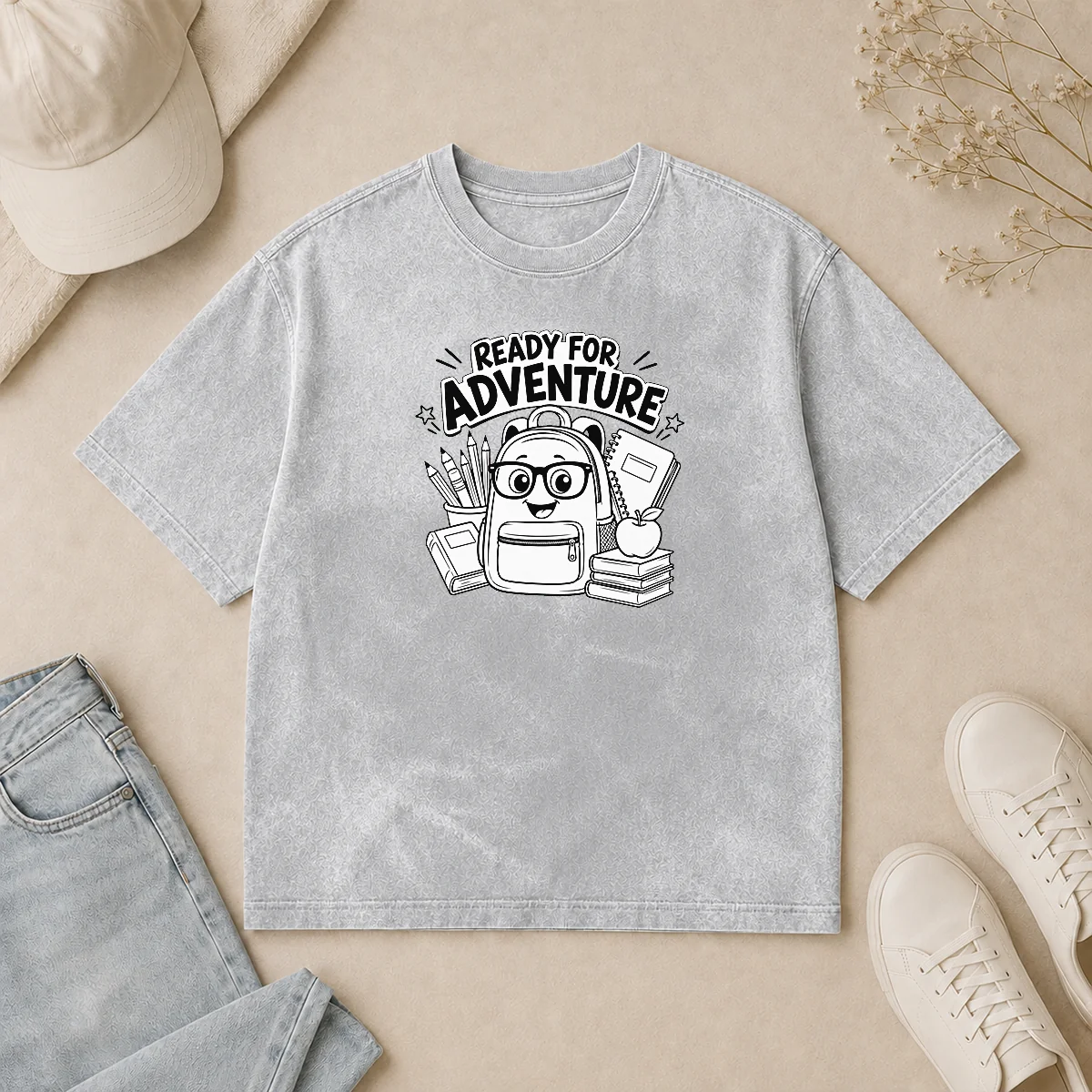 Hot Top Back To School Adventure Line Art Washed T Shirt Hot Top Back To School Adventure Line Art printed on a soft washed t shirt in a comfortable fit
