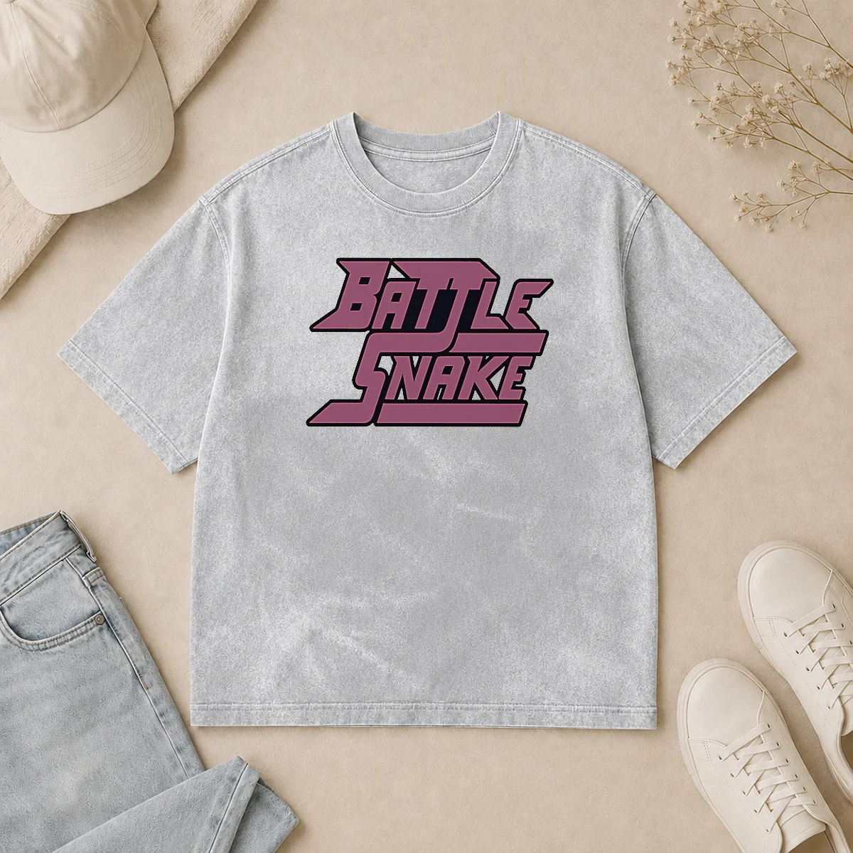 Hot Top Battle Snake Logo Text Washed T Shirt Hot Top Battle Snake Logo Text Washed T-Shirt
