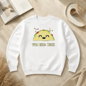 Hot You Win Taco Pixel Art Gaming Cute Retro Sweater