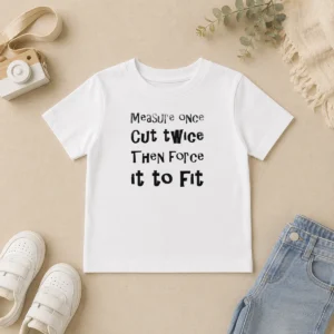 Nice Hot Measure Once Cut Twice Then Force It To Fit Funny DIY Handyman Quote Kids T-Shirt