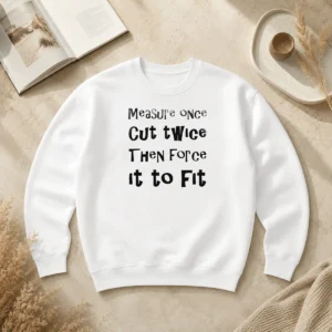 Nice Hot Measure Once Cut Twice Then Force It To Fit Funny DIY Handyman Quote Sweater