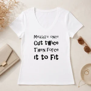 Nice Hot Measure Once Cut Twice Then Force It To Fit Funny DIY Handyman Quote V-Neck Shirt