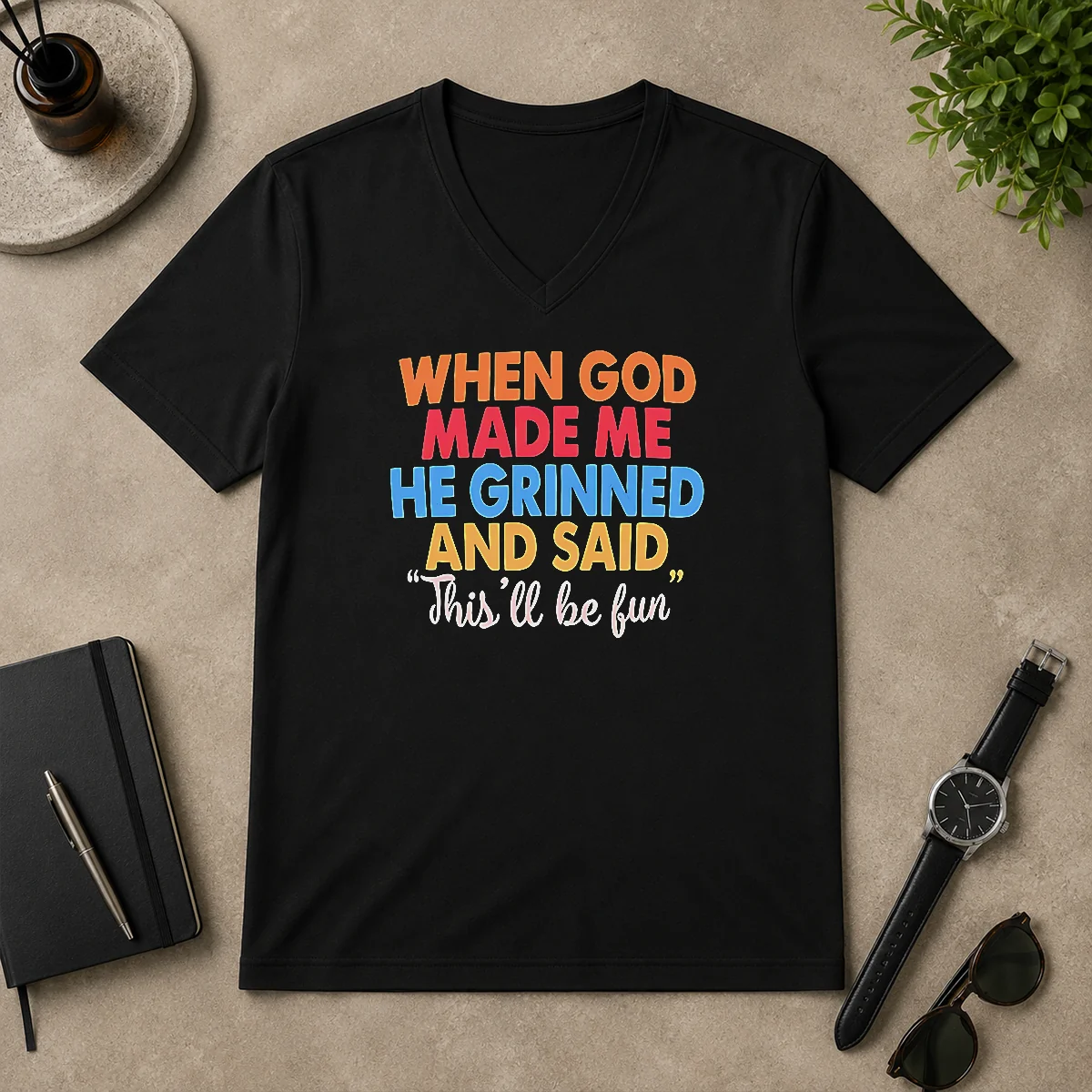 Nice Official When God Made Me V-Neck Shirt Nice Official When God Made Me V-Neck Shirt
