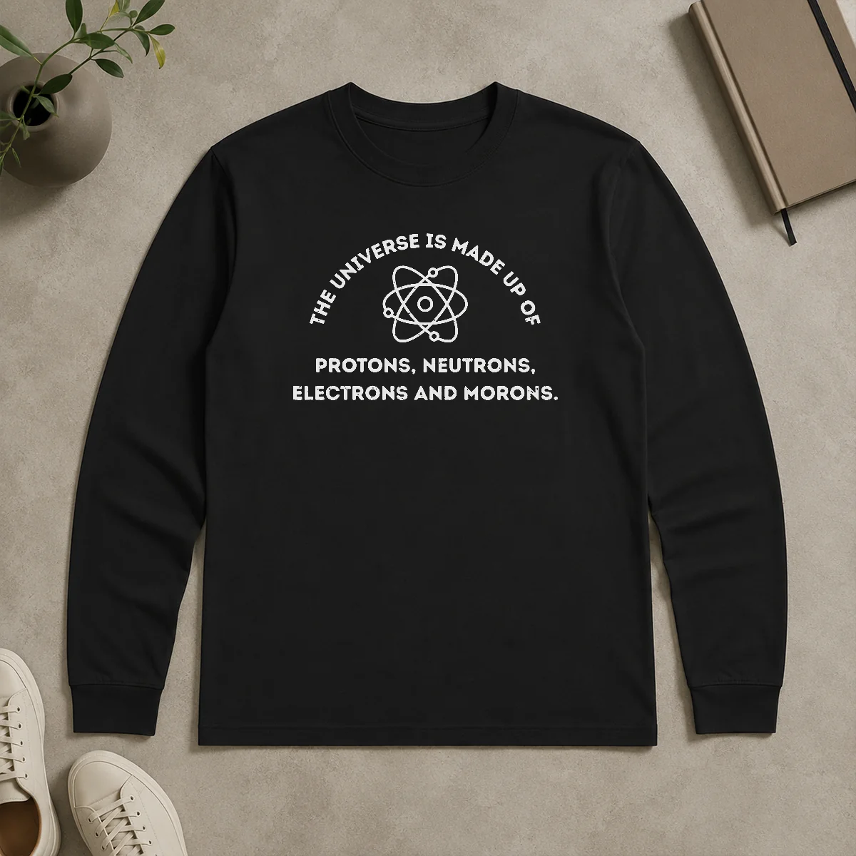 Nice Premium The Universe Funny Science Long Sleeve Shirt Nice Premium The Universe Funny Science long sleeve shirt with cosmic print on black fabric