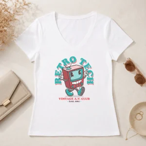 Nice Pretty Retro Tech TV V-Neck Shirt