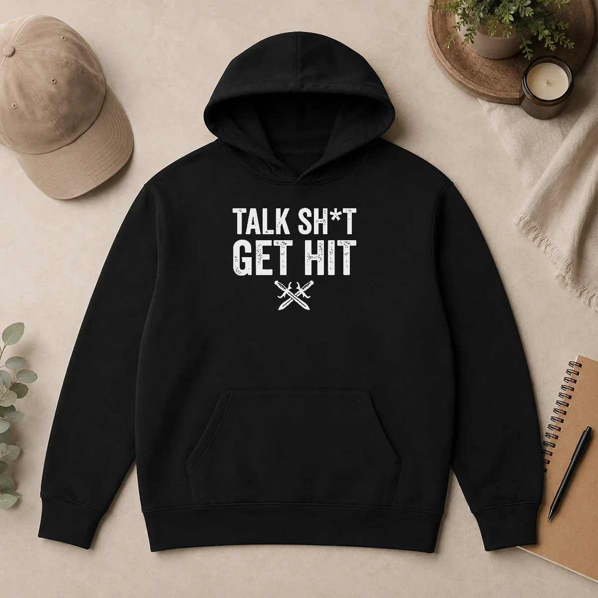 Nice Pretty Talk Sht Get Hit Crossed Swords Hoodie Nice Pretty Talk Sht Get Hit Crossed Swords Hoodie