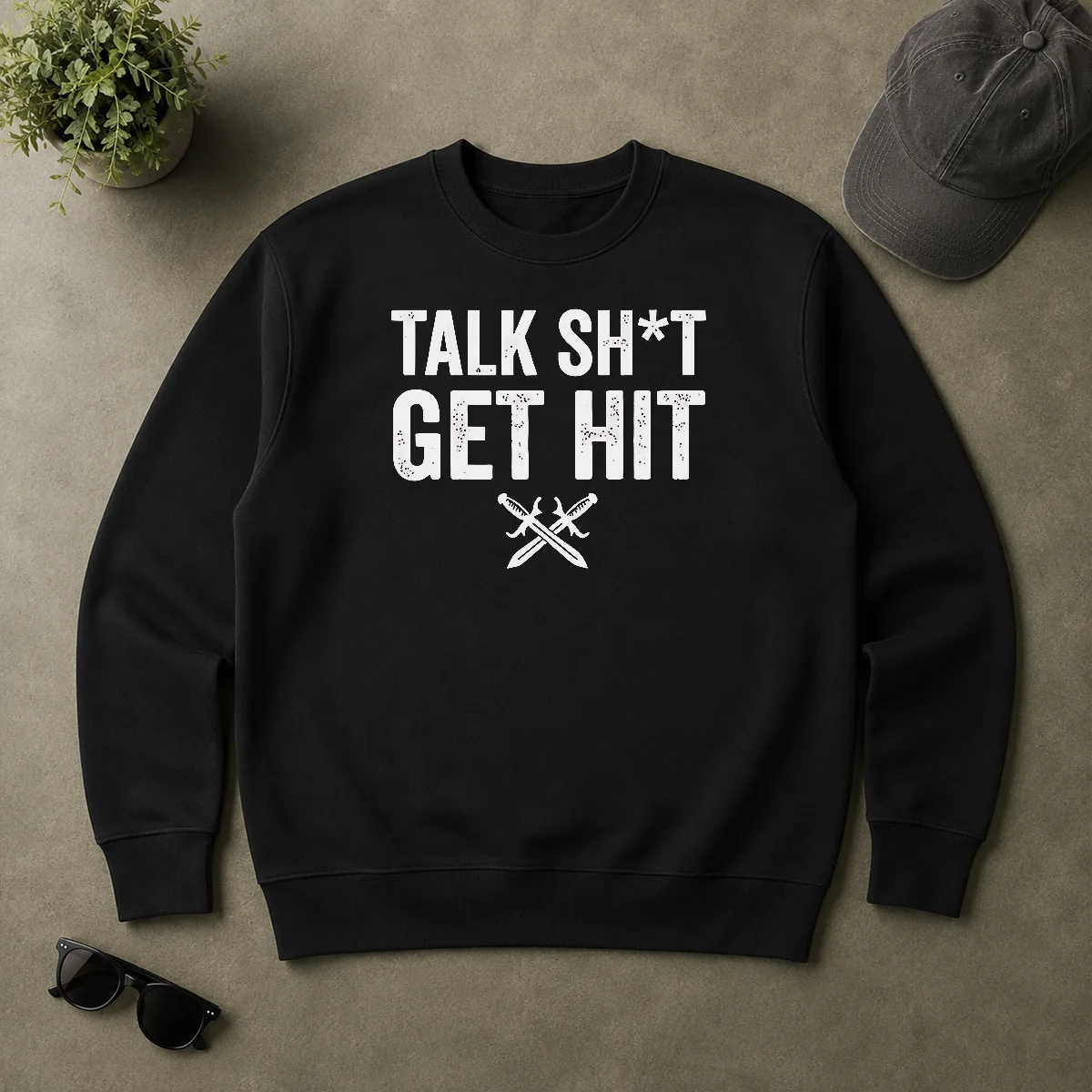 Nice Pretty Talk Sht Get Hit Crossed Swords Sweater Nice Pretty Talk Sht Get Hit Crossed Swords Sweater