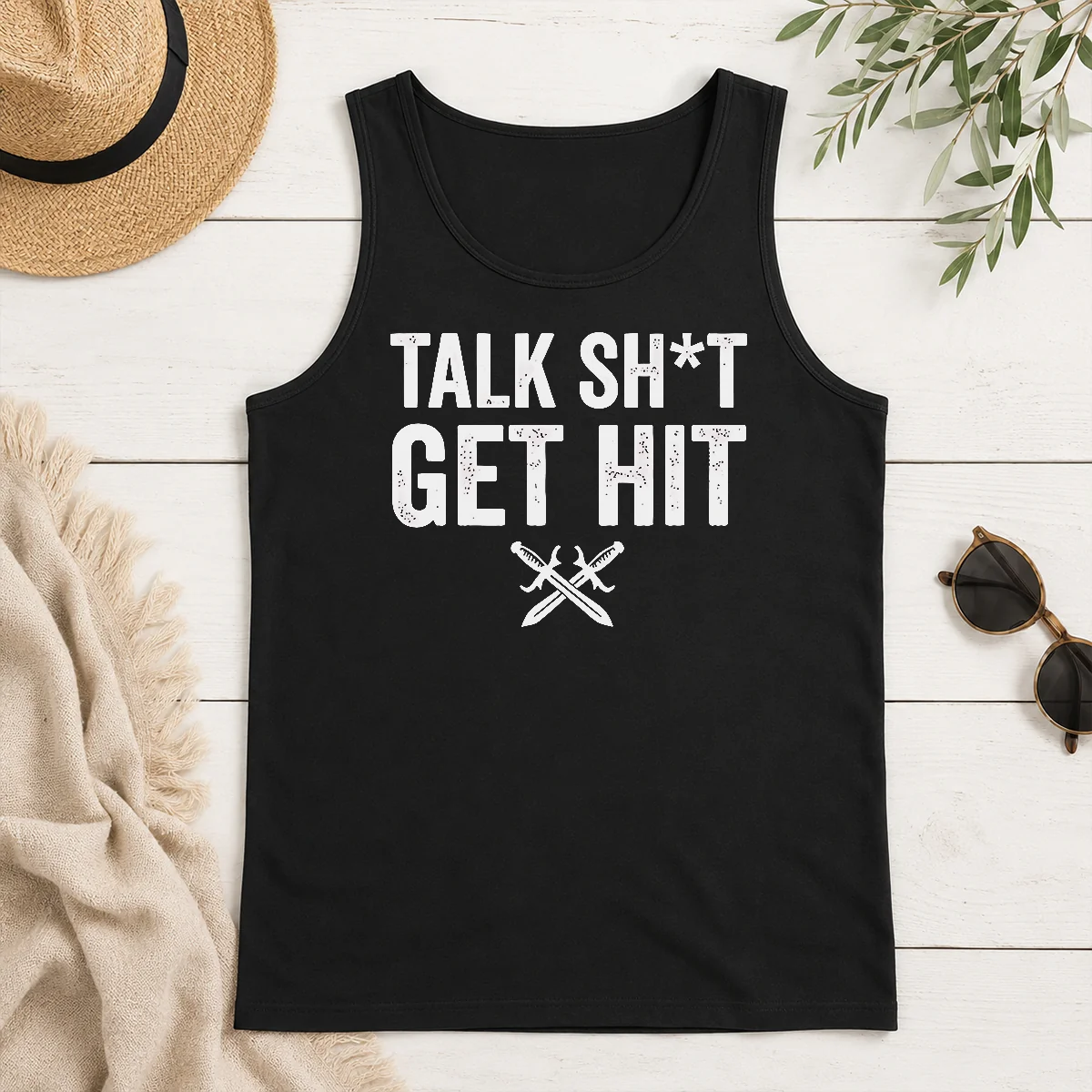 Nice Pretty Talk Sht Get Hit Crossed Swords Tank Top Nice Pretty Talk Sht Get Hit Crossed Swords Tank Top