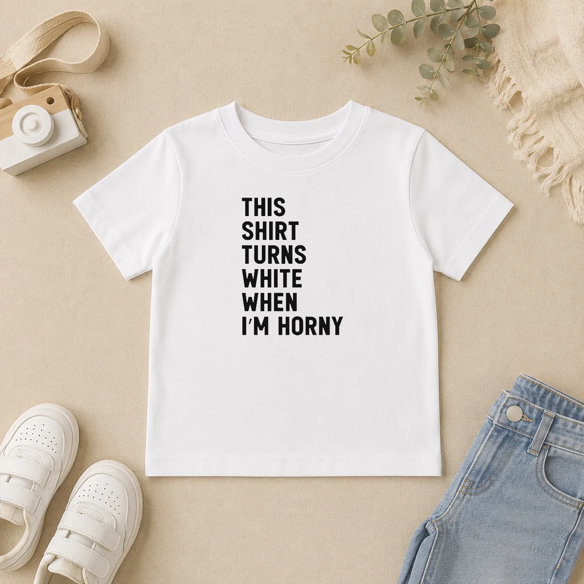 Nice This Shirt Turns White When I'M Horny Kids T Shirt Nice This Shirt Turns White When I'M Horny Kids T Shirt in white, short sleeve cotton tee for children
