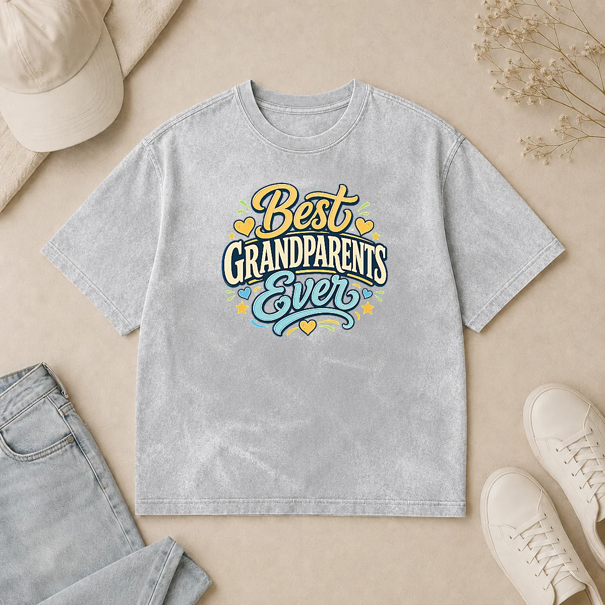 Nice Top Best Grandparents Ever Typography For Grandparents Day Washed T Shirt Nice Top Best Grandparents Ever Typography For Grandparents Day Washed T-Shirt