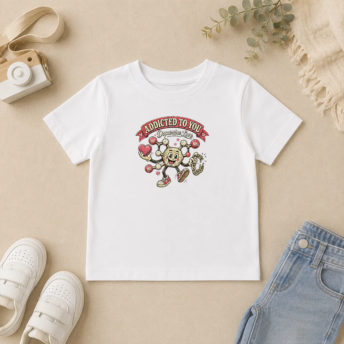 Nice Top Dopamine Addicted To You Retro Distressed For Couples Kids T Shirt Nice Top Dopamine Addicted To You Retro Distressed For Couples Kids T-Shirt