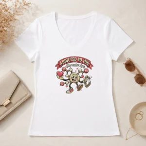 Nice Top Dopamine Addicted To You Retro Distressed For Couples V-Neck Shirt