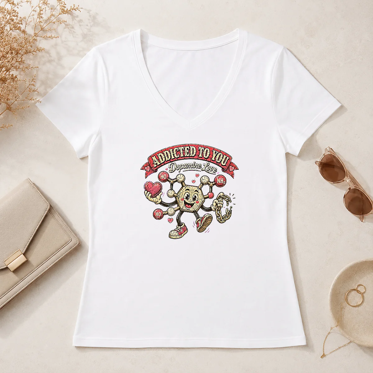 Nice Top Dopamine Addicted To You V-Neck Shirt Nice Top Dopamine Addicted To You V-Neck Shirt