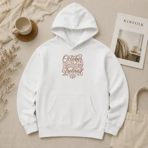 Nice Top October Holiday Ireland Cozy Fall Line Art Hoodie