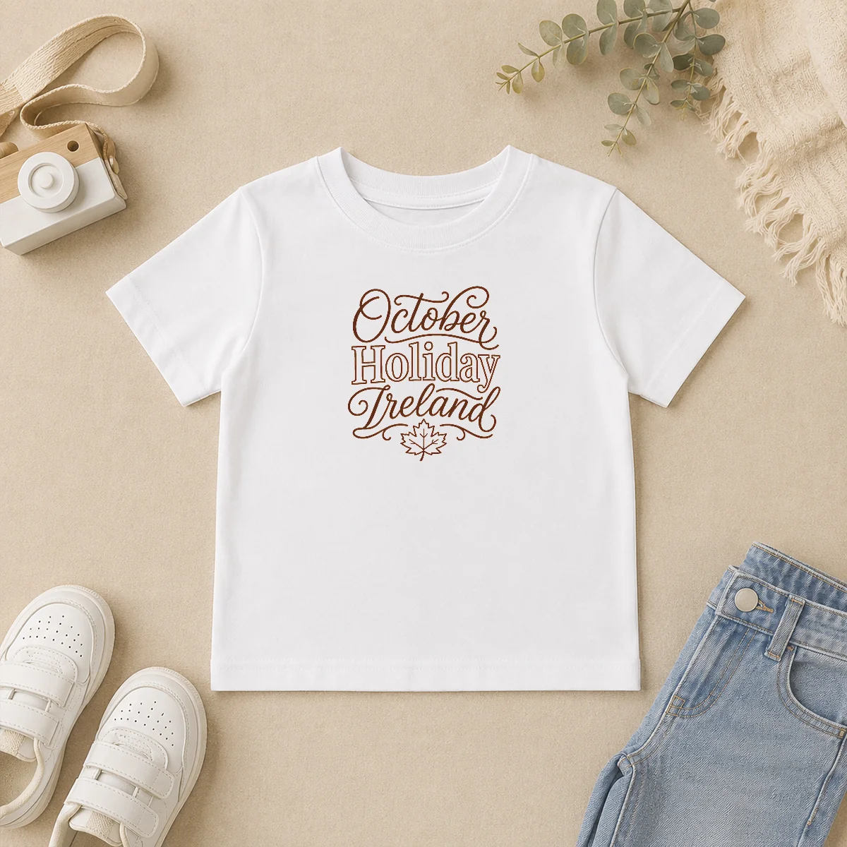 Nice Top October Holiday Ireland Cozy Fall Line Art Kids T Shirt Nice Top October Holiday Ireland Cozy Fall Line Art Kids T-Shirt