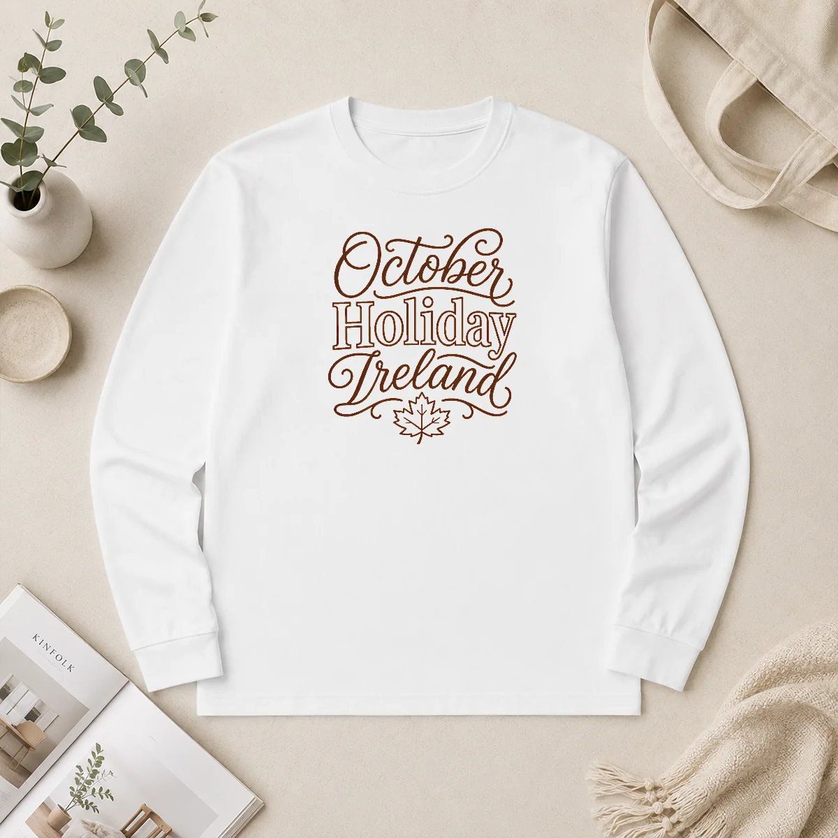 Nice Top October Holiday Ireland Cozy Fall Line Art Long Sleeve Shirt Nice Top October Holiday Ireland Cozy Fall Line Art Long Sleeve Shirt