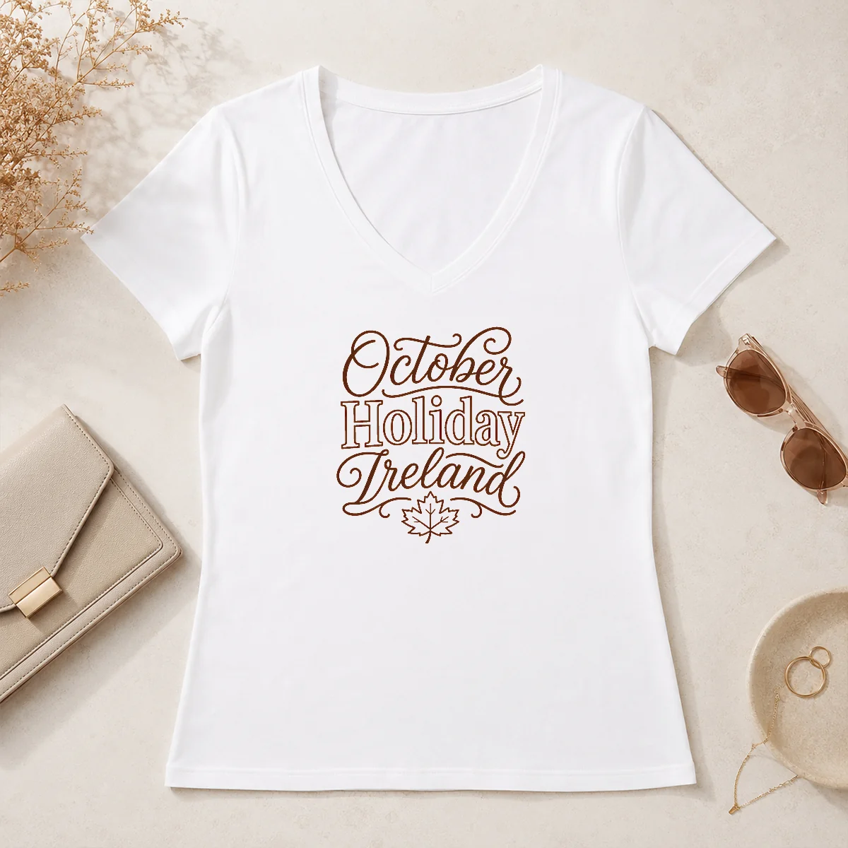 Nice Top October Holiday Ireland Cozy V-Neck Shirt Nice Top October Holiday Ireland Cozy V-Neck Shirt