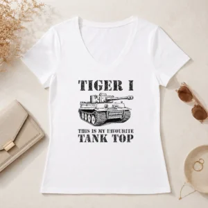 Nice Top Tiger I This Is My Favourite Tank Military V Neck Shirt showing front view on white background