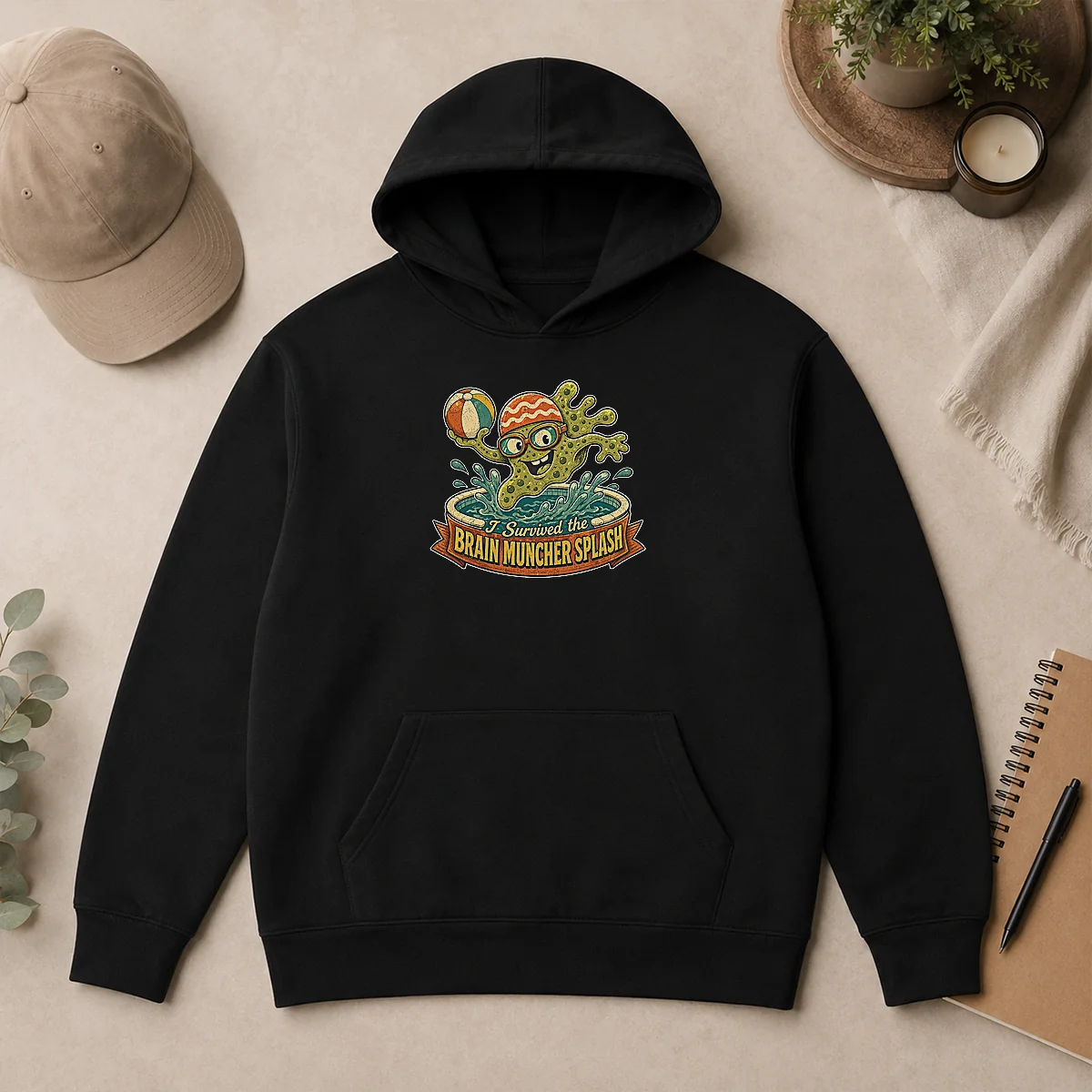 Nice Top Vintage Brain Muncher Splash Survivor Hoodie Nice Top Vintage Brain Muncher Splash Survivor Hoodie
