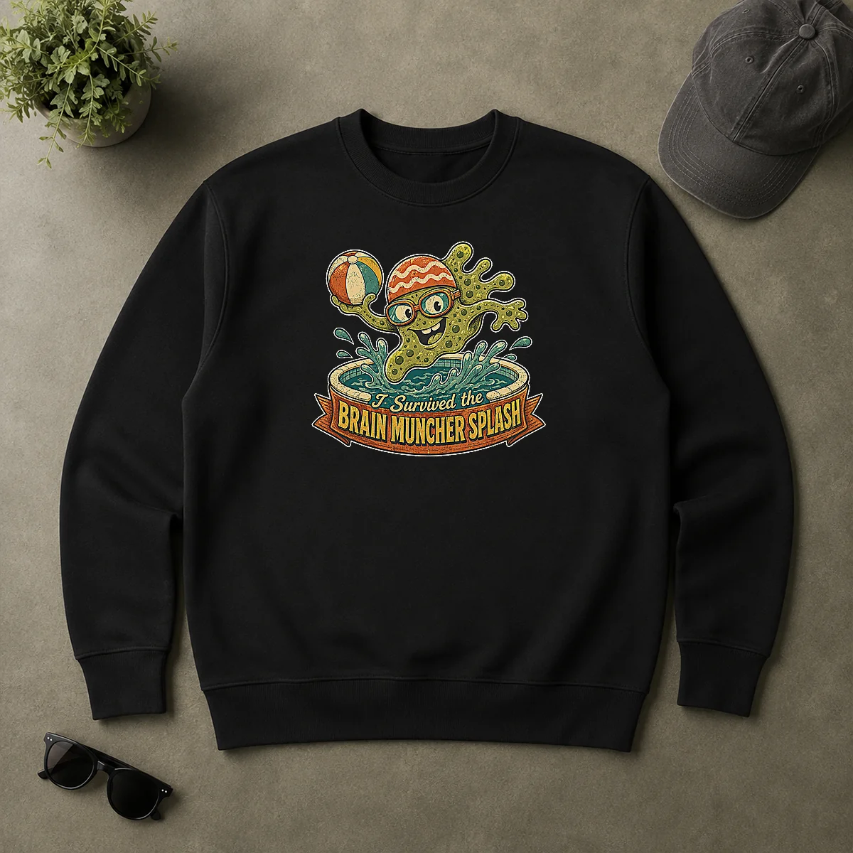 Nice Top Vintage Brain Muncher Splash Survivor Sweater Nice Top Vintage Brain Muncher Splash Survivor Sweater