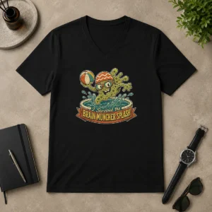 Nice Top Vintage Brain Muncher Splash Survivor V-Neck Shirt
