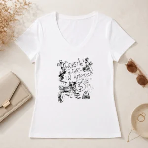 Nice Worst Girl In America From The Town Of St Loser Misery Richard We Should Link Later V Neck Shirt in classic black, soft fabric, short sleeves