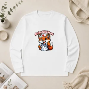 Nurse Caring Fox Mascot Back to School Gift Long Sleeve Shirt