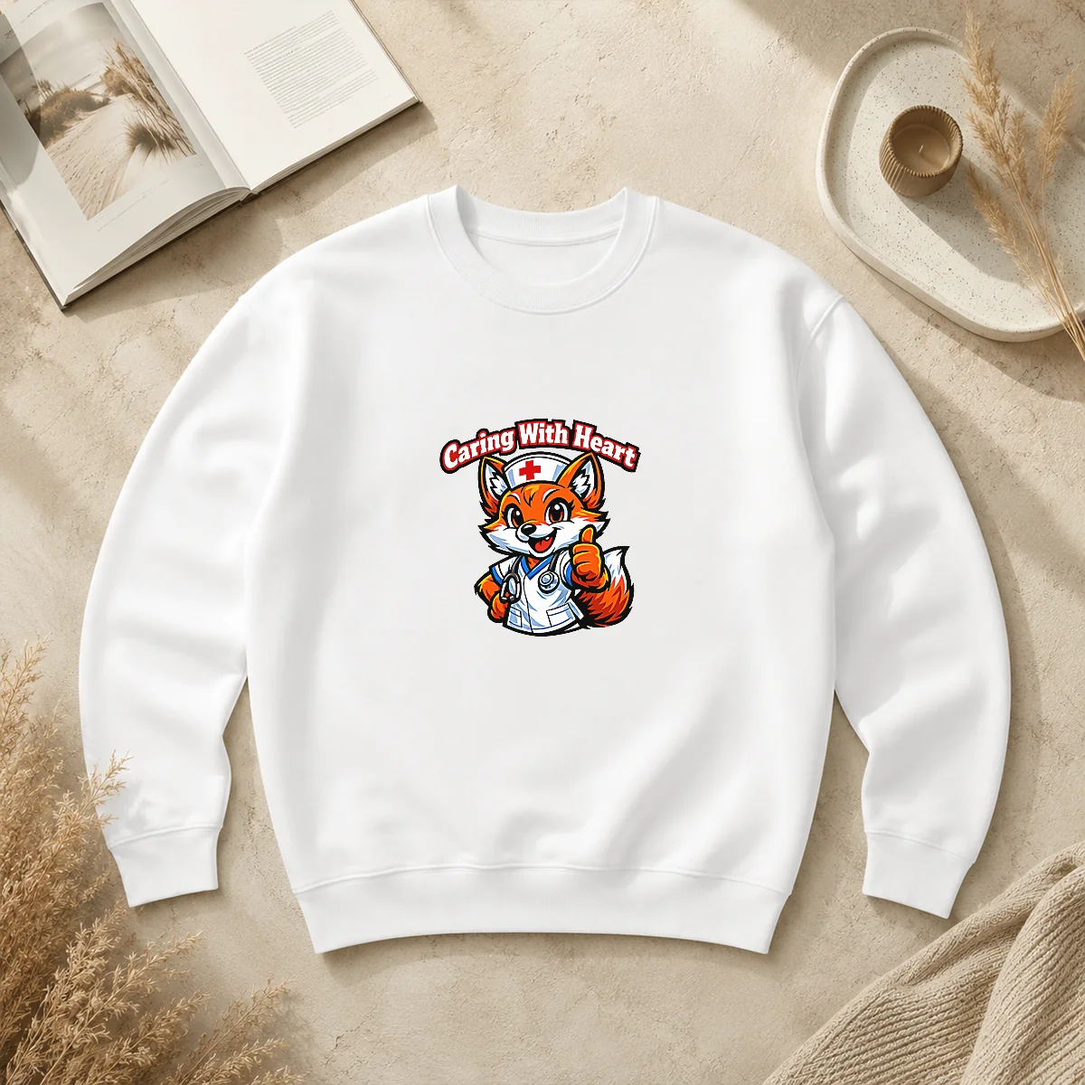 Nurse Caring Fox Mascot Back to School Gift Sweater Nurse Caring Fox Mascot Back to School Gift Sweater