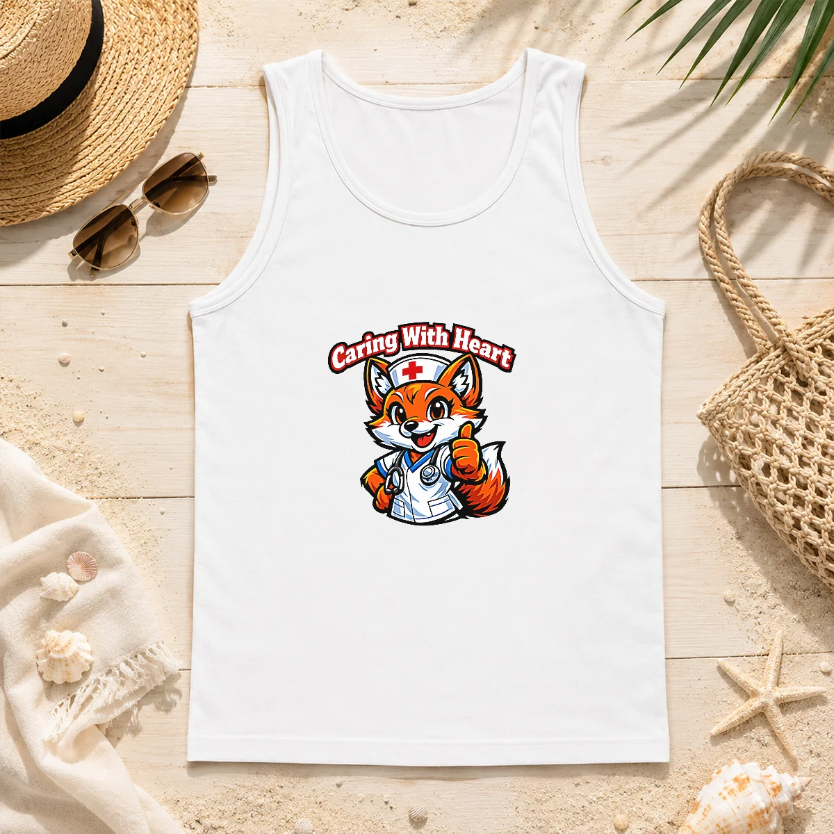 Nurse Caring Fox Mascot Back to School Gift Tank Top Nurse Caring Fox Mascot Back to School Gift Tank Top