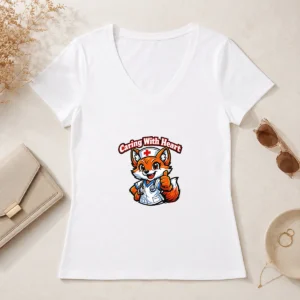 Nurse Caring Fox Mascot Back to School Gift V-Neck Shirt