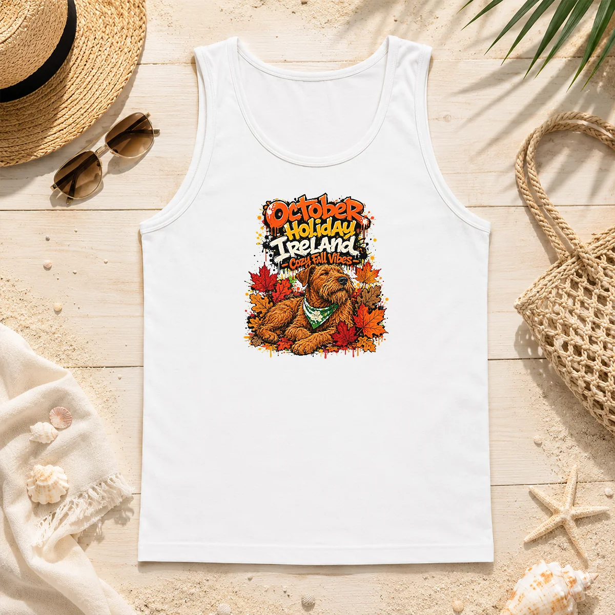 Official Nice October Holiday Ireland Cozy Fall Graffiti Tank Top Official Nice October Holiday Ireland Cozy Fall Graffiti Tank Top