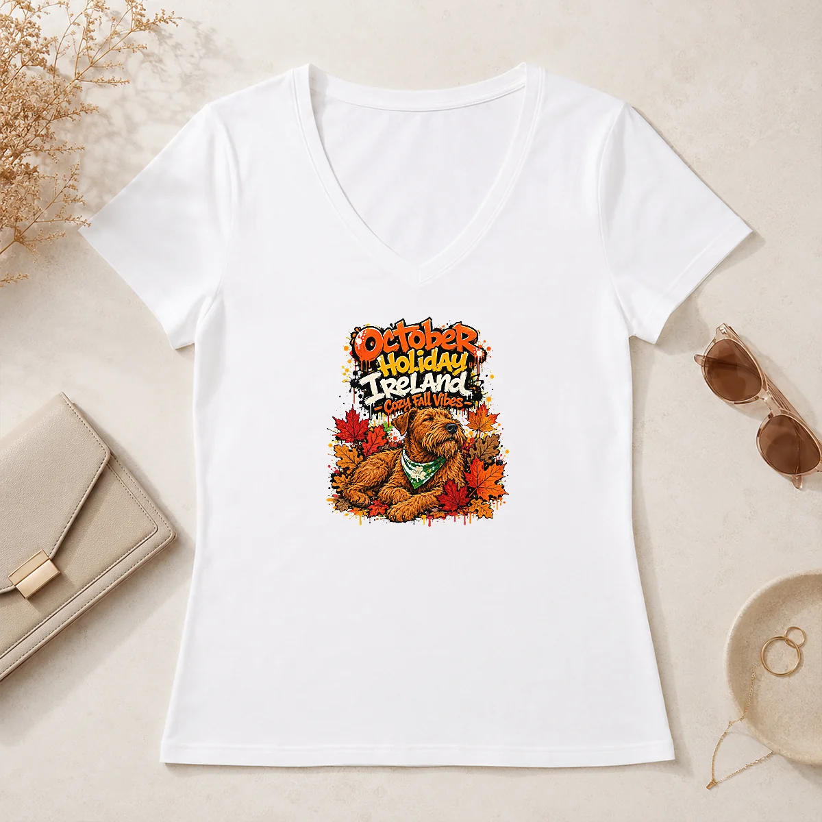 Official Nice October Holiday Ireland Cozy V-Neck Shirt Official Nice October Holiday Ireland Cozy V-Neck Shirt