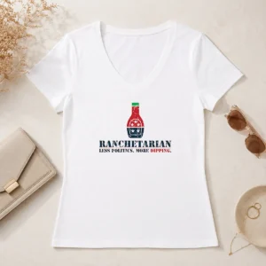 Official Nice Ranchetarian Less Politics More Dipping Bottle Star Flag V-Neck Shirt