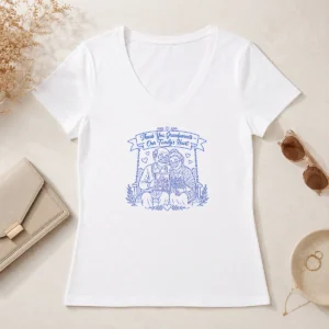 Official Perfect Grandparents Day Gratitude Line Art Family V-Neck Shirt