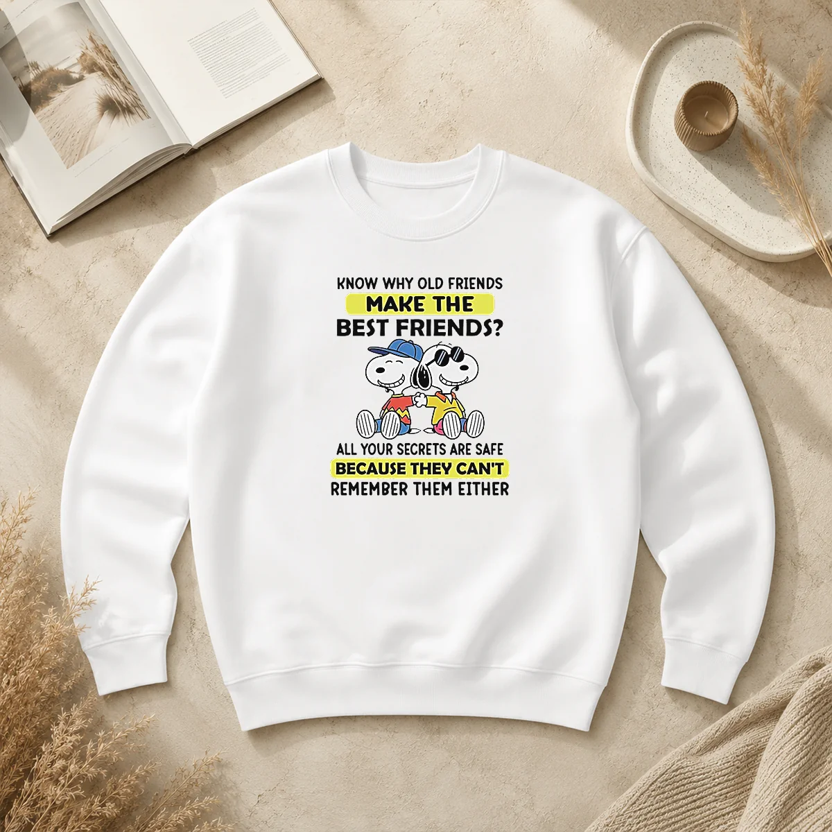 Official Snoopy Joe Cool Peanuts Know Why Old Friends Make The Best Friends Sweater Official Snoopy Joe Cool Peanuts Know Why Old Friends Make The Best Friends Sweater