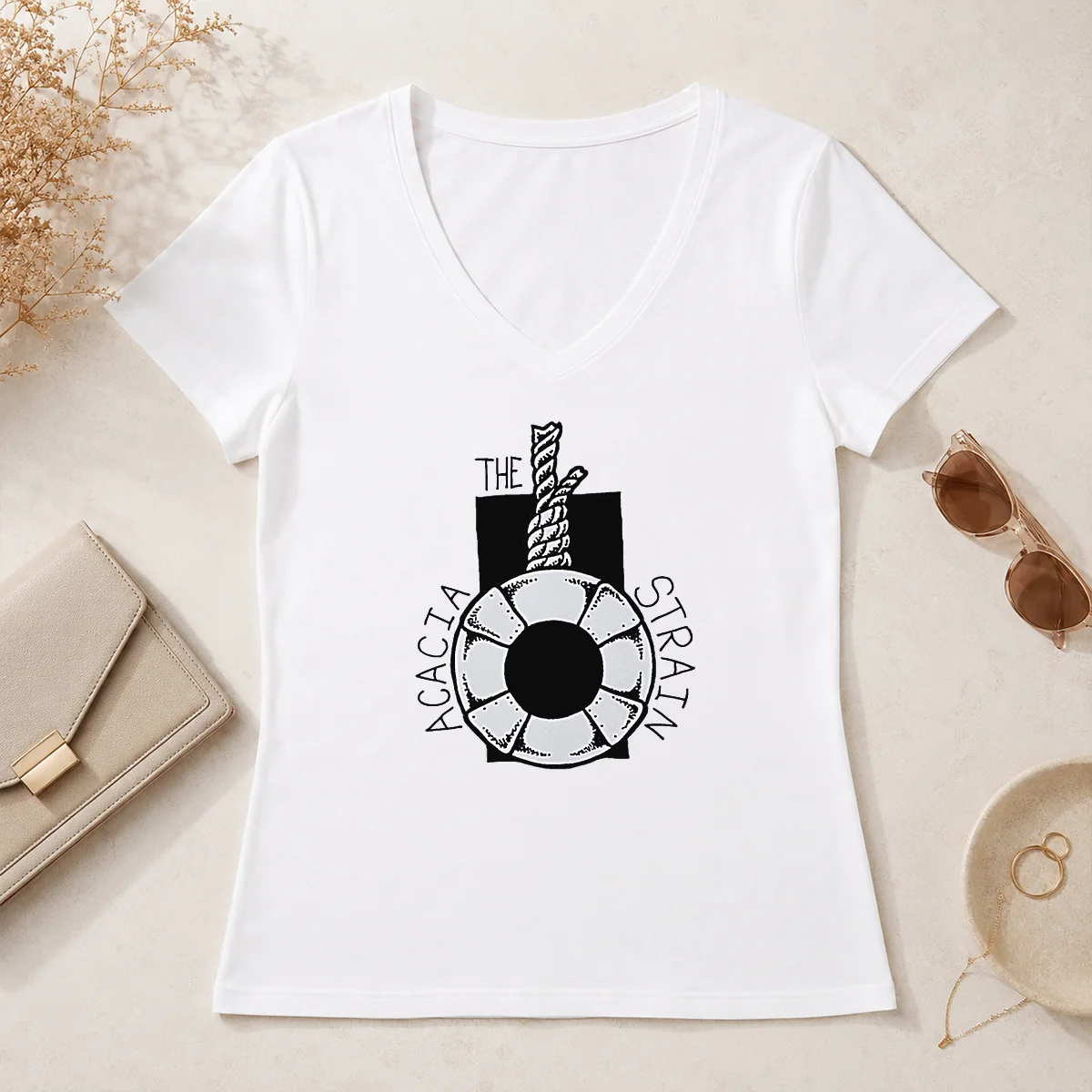 Official The Acacia Strain Life Preserver V-Neck Shirt Official The Acacia Strain Life Preserver V-Neck Shirt