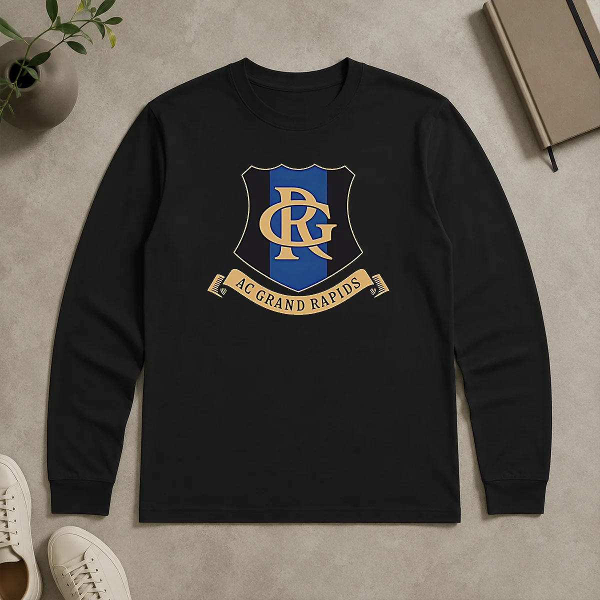 Original AC Grand Rapids Logo Applique Long Sleeve Shirt Original AC Grand Rapids Logo Applique Long Sleeve Shirt