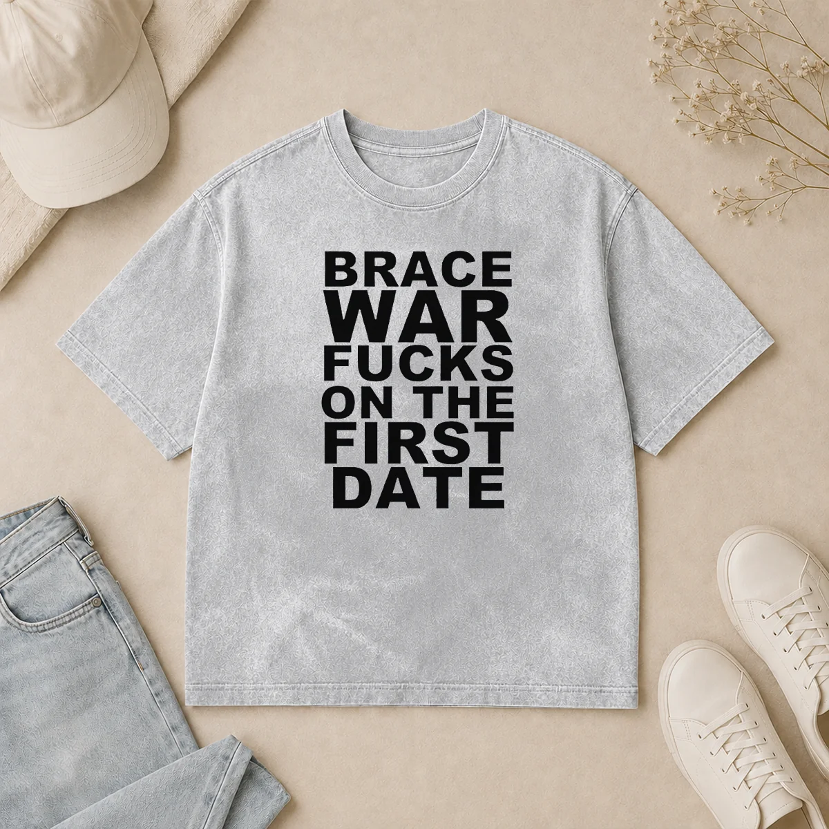 Original Brace War Fucks On The First Date Hardcore Washed T Shirt Original Brace War Fucks On The First Date Hardcore Washed T-Shirt