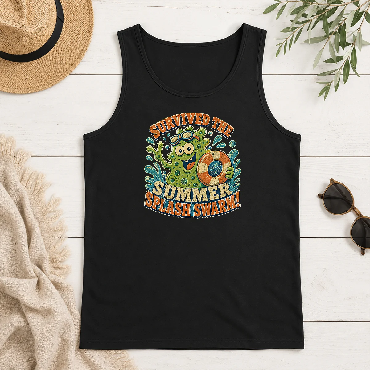 Original Funny Summer Splash Swarm Vintage Humor Tank Top Original Funny Summer Splash Swarm Vintage Humor Tank Top