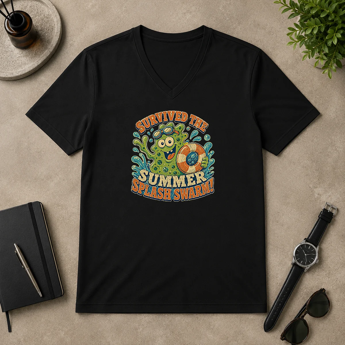 Original Funny Summer Splash Swarm Vintage V-Neck Shirt Original Funny Summer Splash Swarm Vintage V-Neck Shirt